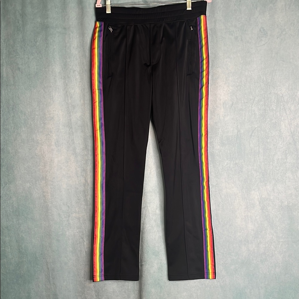 H&M Black Track Pants with Rainbow Stripes